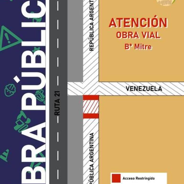 Imagen de Atención: Obras viales en el ingreso a calle Venezuela