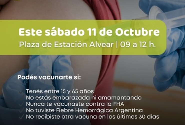Imagen de Jornada de vacunación contra la Fiebre Hemorrágica Argentina en Alvear