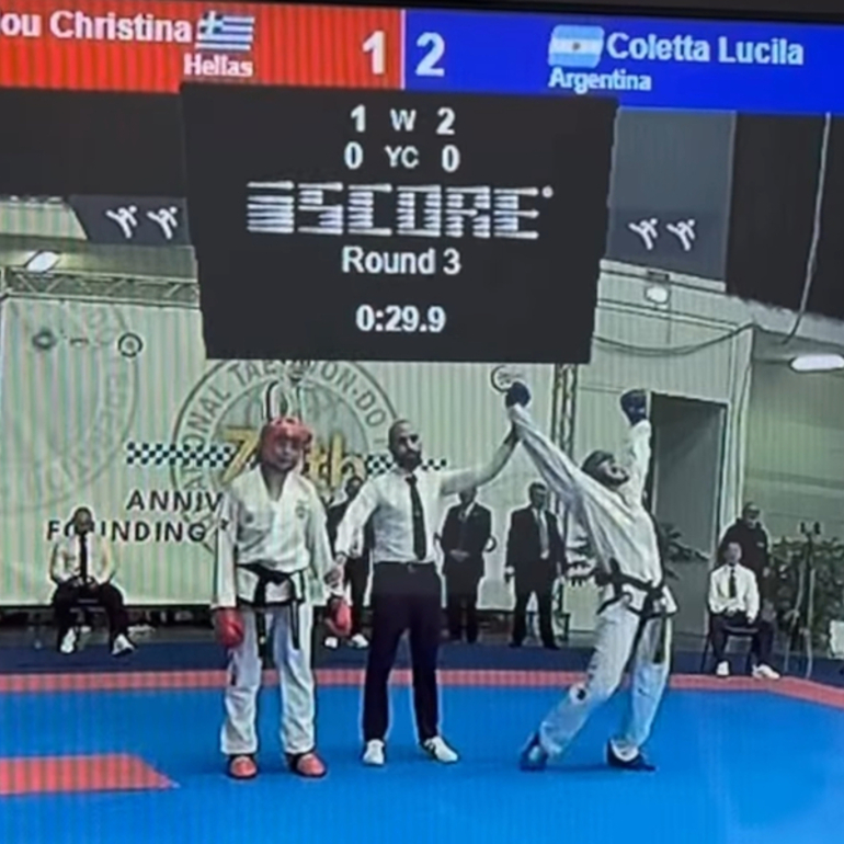 Imagen de Lucila Coletta ganó en Semifinales a Grecia y pasó a la Final del Mundial de Taekwondo en Italia