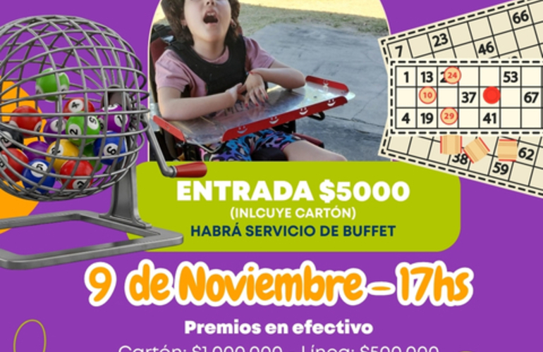 Imagen de Se realizará un Bingo Solidario a beneficio de Malena