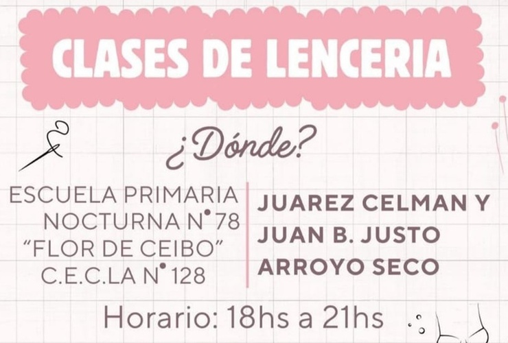 Imagen de Abren inscripciones para el curso de lencería en la Escuela Flor de Ceibo