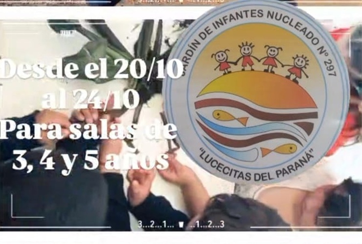 Imagen de Inscripciones para el ciclo lectivo 2026 del Jardín de Infantes Nucleado N° 297 Lucecitas del Paraná