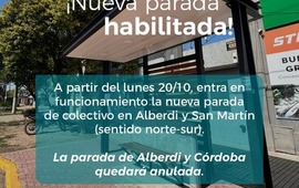 Imagen de Pueblo Esther habilitó una nueva parada de colectivo en Alberdi y San Martín