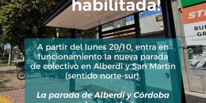 Imagen de Pueblo Esther habilitó una nueva parada de colectivo en Alberdi y San Martín
