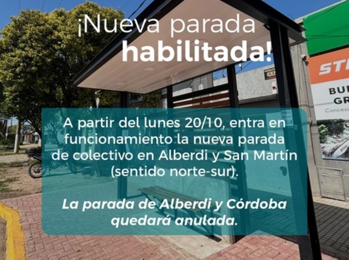 Imagen de Pueblo Esther habilitó una nueva parada de colectivo en Alberdi y San Martín