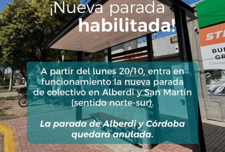 Imagen de Pueblo Esther habilitó una nueva parada de colectivo en Alberdi y San Martín