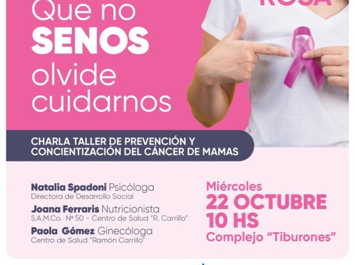 Imagen de Nueva charla-taller en el marco de Octubre Rosa: Que no SENOS olvide cuidarnos