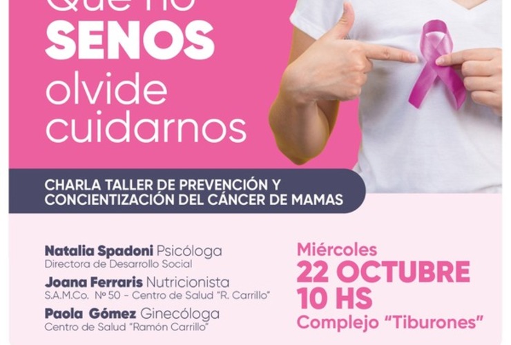 Imagen de Nueva charla-taller en el marco de Octubre Rosa: Que no SENOS olvide cuidarnos