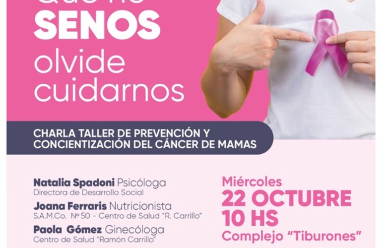 Imagen de Nueva charla-taller en el marco de Octubre Rosa: Que no SENOS olvide cuidarnos