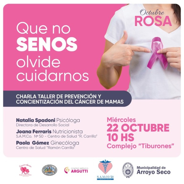 Imagen de Nueva charla-taller en el marco de Octubre Rosa: Que no SENOS olvide cuidarnos