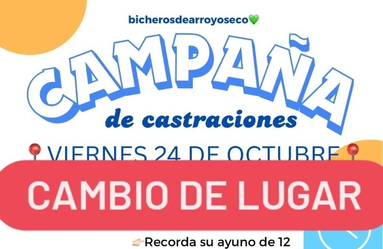 Imagen de Cambio de lugar en la campaña de castraciones y vacunación antirrábica