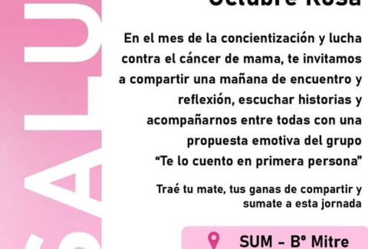 Imagen de Pavón invita a participar de la Jornada Rosa por la concientización sobre el cáncer de mama