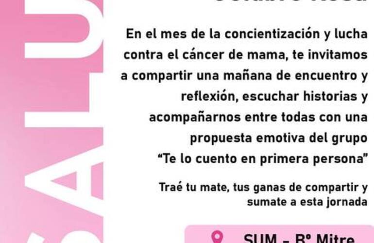 Imagen de Pavón invita a participar de la Jornada Rosa por la concientización sobre el cáncer de mama