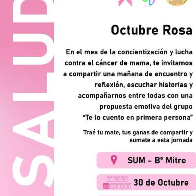 Imagen de Pavón invita a participar de la Jornada Rosa por la concientización sobre el cáncer de mama