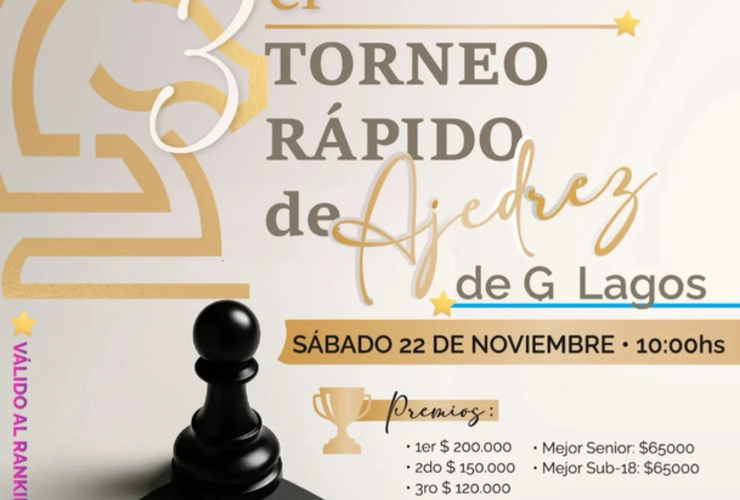 Imagen de El 22/11, será el 3er Torneo Rápido de Ajedrez en el Centro Cultural