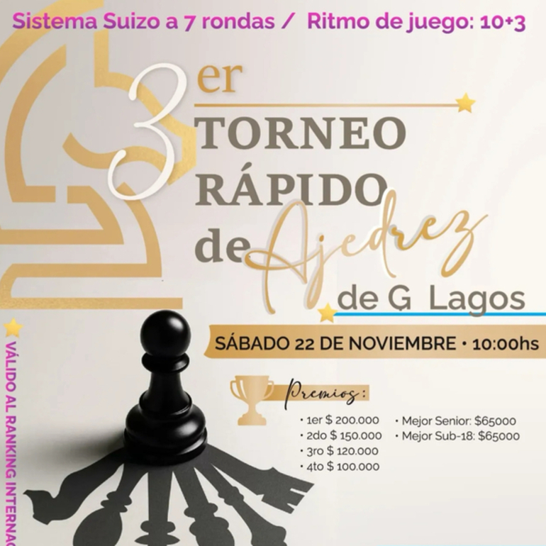 Imagen de El 22/11, será el 3er Torneo Rápido de Ajedrez en el Centro Cultural