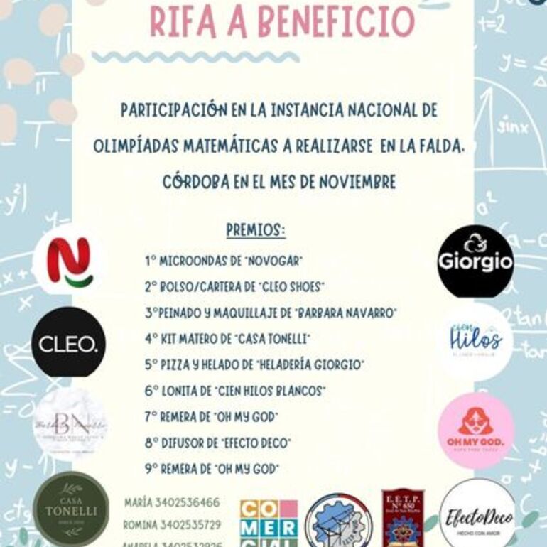 Imagen de Estudiantes arroyenses lanzan una rifa para representar a la ciudad en la instancia nacional de las Olimpiadas Matemáticas