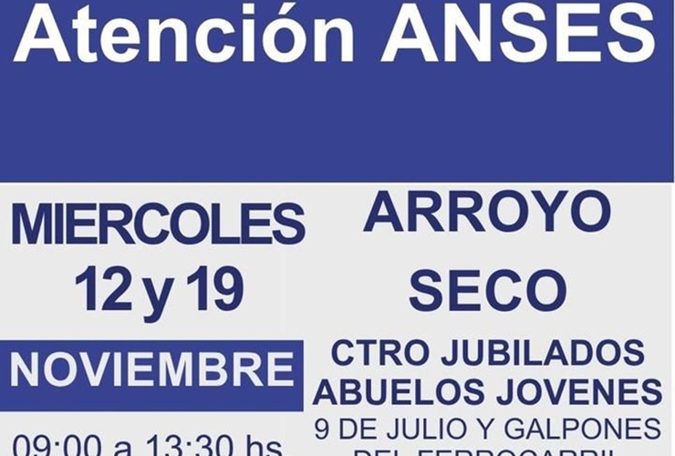 Imagen de ANSES realizará dos jornadas de atención en Arroyo Seco durante noviembre