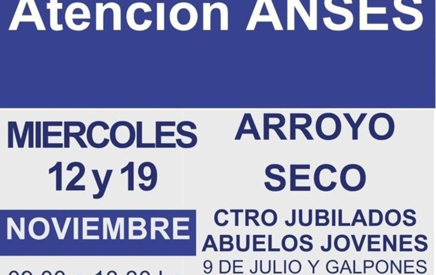 Imagen de ANSES realizar&aacute; dos jornadas de atenci&oacute;n en Arroyo Seco durante noviembre