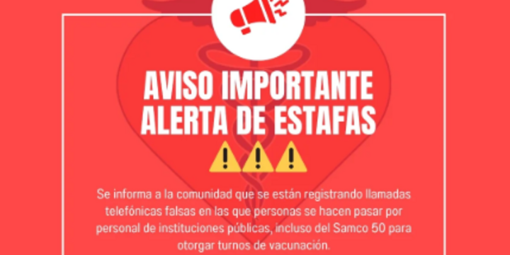 Imagen de El SAMCo Arroyo Seco alertó por estafas telefónicas con falsos turnos de vacunación
