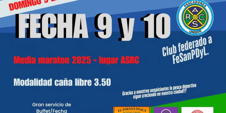 Imagen de Las finales de Pesca: Fecha 9 y 10 del ranking anual de Pescadores del Rowing Club