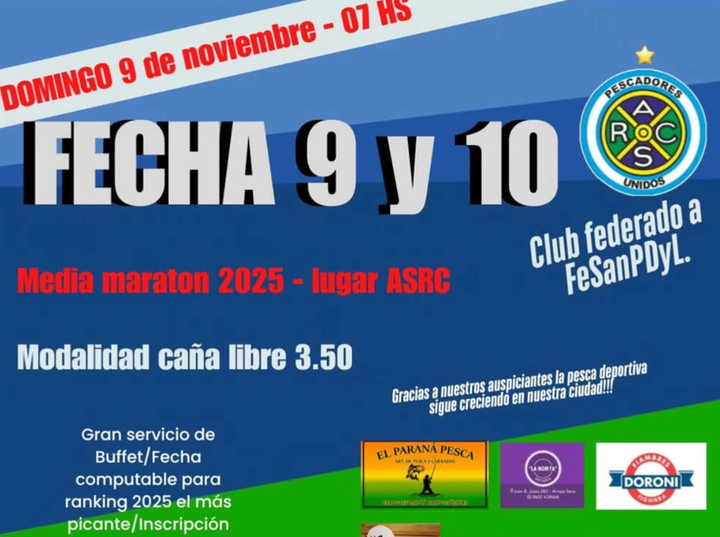 Imagen de Las finales de Pesca: Fecha 9 y 10 del ranking anual de Pescadores del Rowing Club