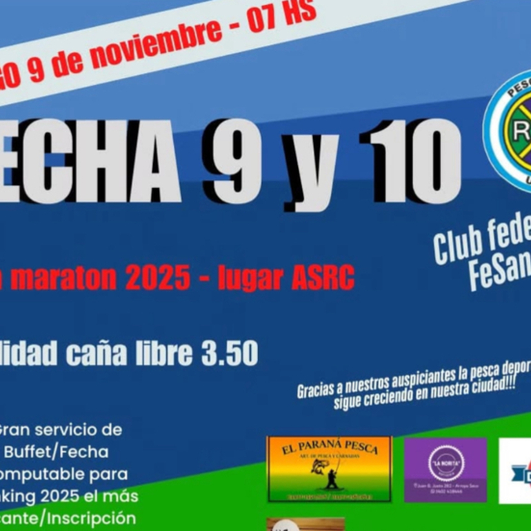 Imagen de Las finales de Pesca: Fecha 9 y 10 del ranking anual de Pescadores del Rowing Club