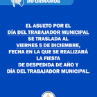 Imagen de El asueto por el Día del Trabajador Municipal se traslada al viernes 5 de diciembre