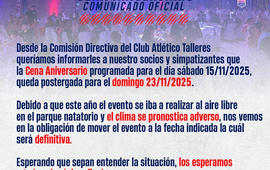 Imagen de La Cena 84 Aniversario de Talleres, cambi&oacute; de d&iacute;a. Del 15/11 pas&oacute; al 23/11