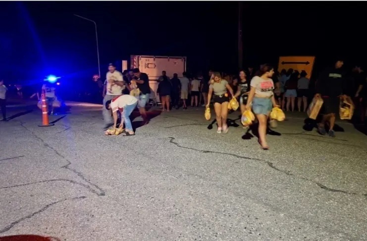 Imagen de Volc&oacute; un cami&oacute;n con pollos congelados en Laguna Paiva y m&aacute;s de 300 personas saquearon la carga