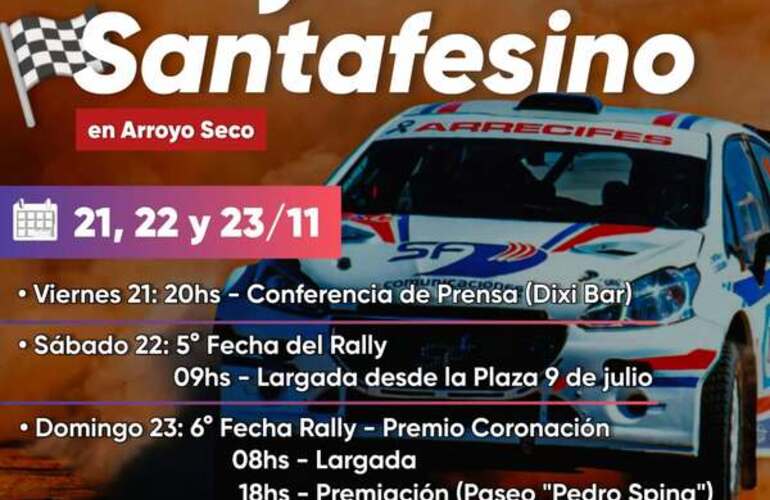 Imagen de Arroyo Seco será sede de una doble fecha del Rally Santafesino