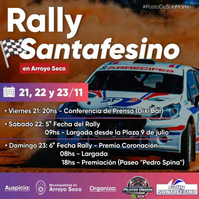 Imagen de Arroyo Seco será sede de una doble fecha del Rally Santafesino
