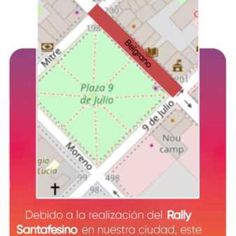 Imagen de Corte de tránsito en calle Belgrano por el Rally Santafesino