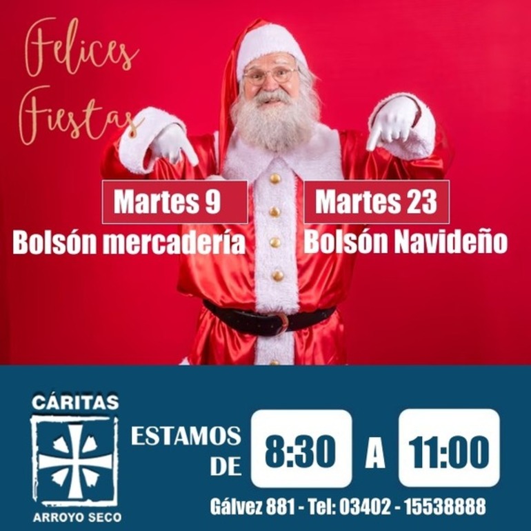 Imagen de Cáritas Parroquial anunció la entrega de bolsones de diciembre y un refuerzo navideño