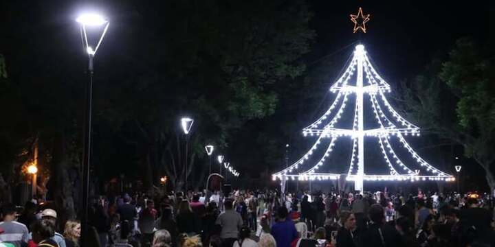 Imagen de Encendieron el gran Árbol Navideño en el Bv. Mansueto Maiorano