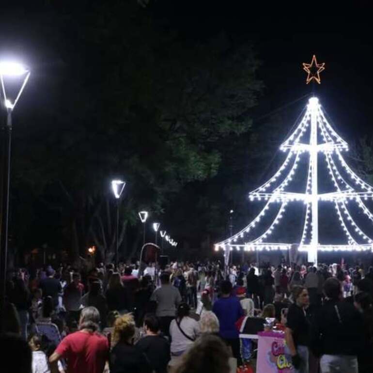 Imagen de Encendieron el gran Árbol Navideño en el Bv. Mansueto Maiorano