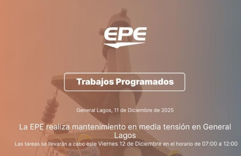 Imagen de Corte programado de la EPE en General Lagos