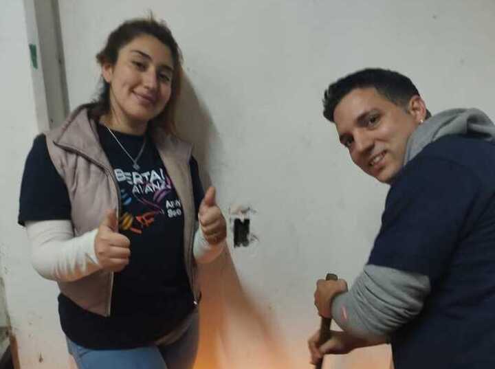Macarena Colavecchia y Milton Fraile en una actividad juntos