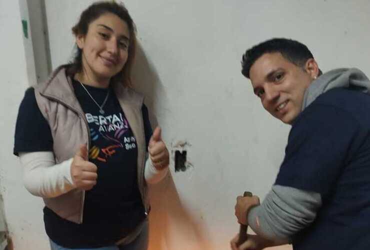 Macarena Colavecchia y Milton Fraile en una actividad juntos