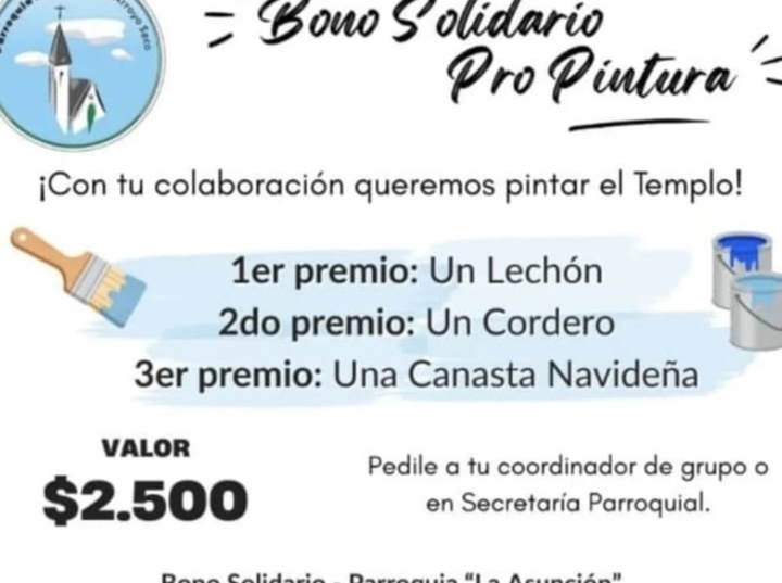 Imagen de Bono solidario para pintar el templo de la Parroquia La Asunci&oacute;n