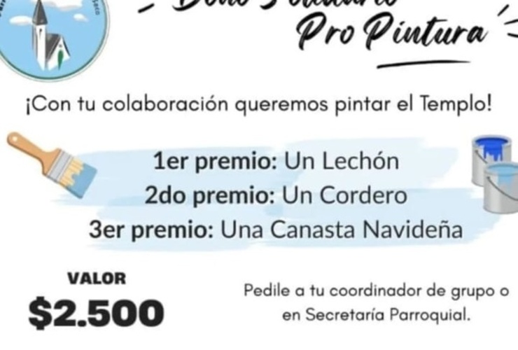 Imagen de Bono solidario para pintar el templo de la Parroquia La Asunci&oacute;n