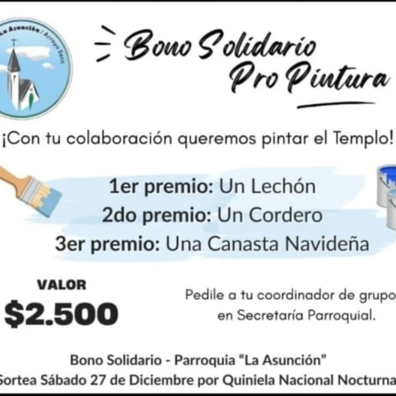 Imagen de Bono solidario para pintar el templo de la Parroquia La Asunci&oacute;n