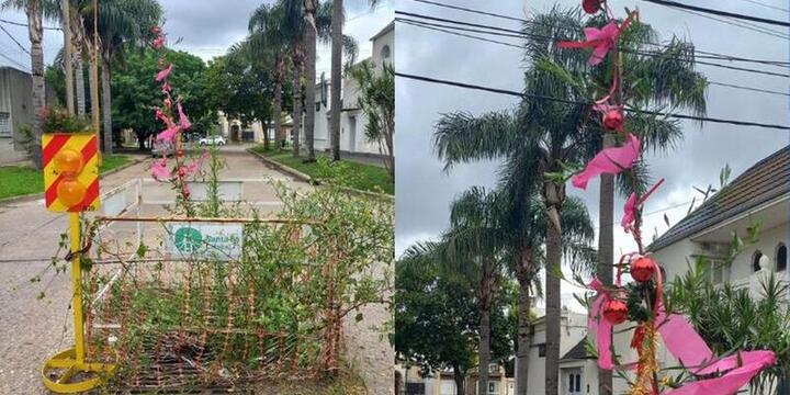Imagen de Iron&iacute;a navide&ntilde;a en Santa Fe: vecinos decoran un bache como &aacute;rbol de Navidad ante la falta de respuestas