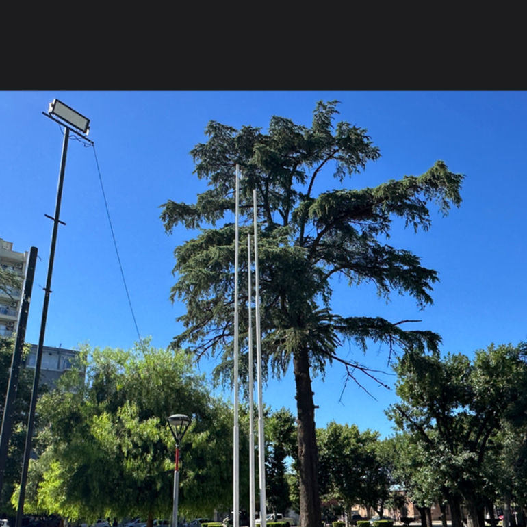 Imagen de No se est&aacute; realizando el izamiento de banderas en la Plaza 9 de Julio