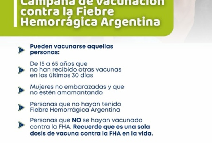 Imagen de Alvear realizar&aacute; una campa&ntilde;a de vacunaci&oacute;n contra la Fiebre Hemorr&aacute;gica Argentina