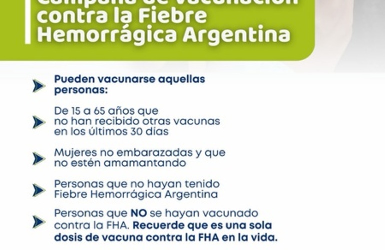 Imagen de Alvear realizar&aacute; una campa&ntilde;a de vacunaci&oacute;n contra la Fiebre Hemorr&aacute;gica Argentina
