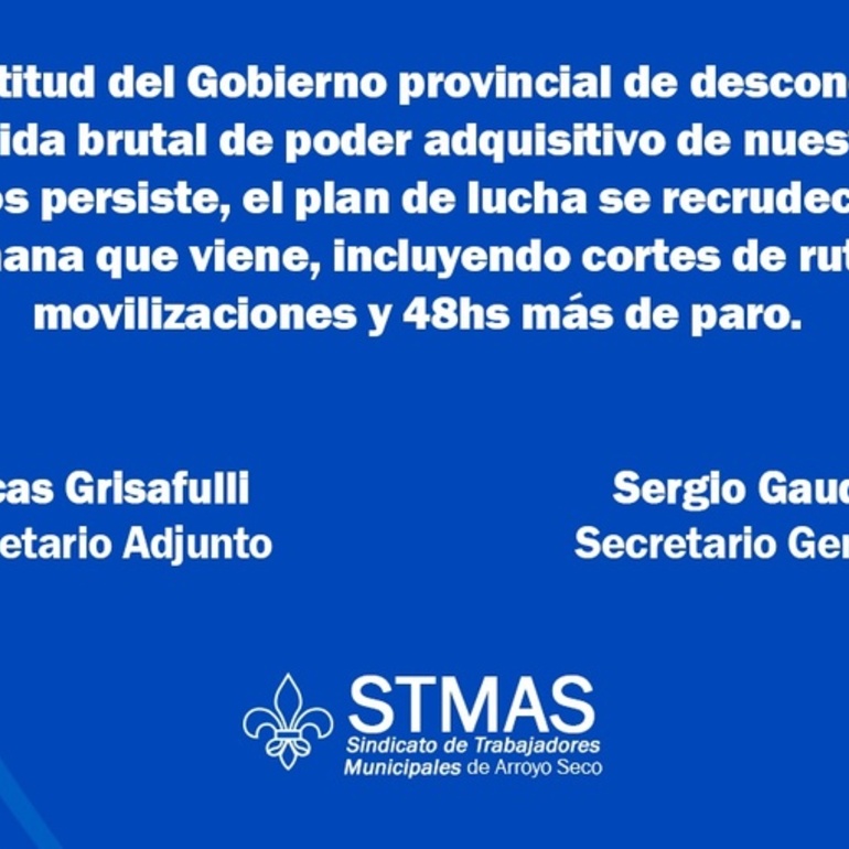 El comunicado lleva la firma de las autoridades del SITRAM Sergio Gaudio y Lucas Crisafuli