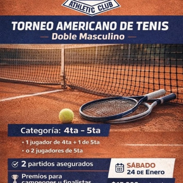 Imagen de En Enero, torneo americano de tenis 'dobles masculino' en A.S.A.C.