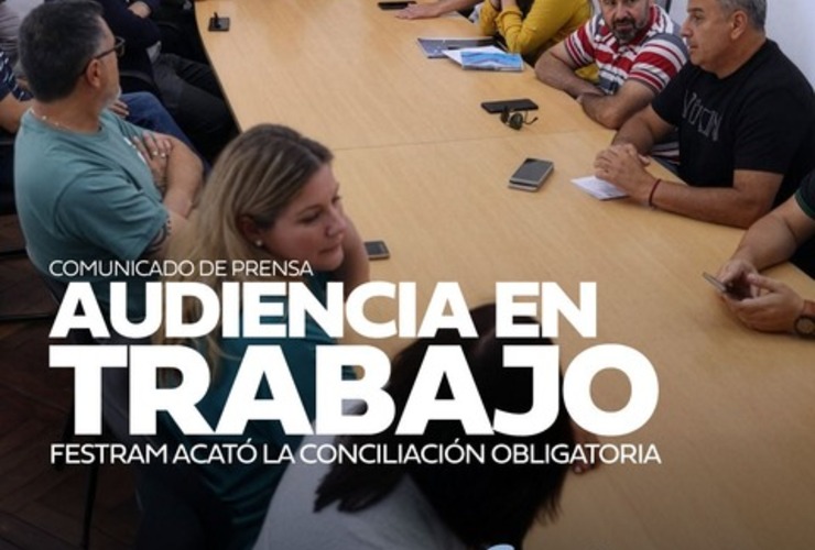 Imagen de Festram acat&oacute; la conciliaci&oacute;n obligatoria: Asisti&oacute; a la audiencia en el Ministerio de Trabajo.