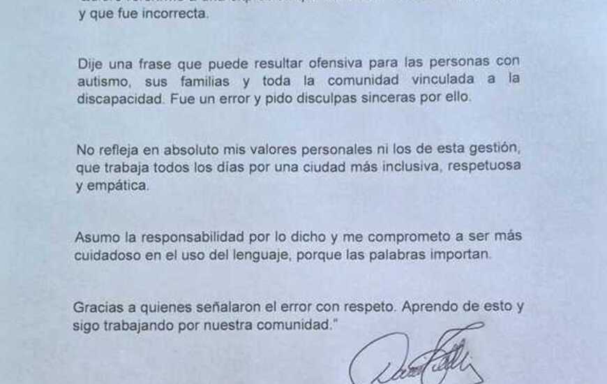 Imagen de El intendente Daniel Tonelli pidi&oacute; disculpas p&uacute;blicas tras sus declaraciones sobre el autismo
